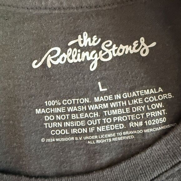 The Rolling Stones Band Lips & Tongue Gray Short Sleeve T-shirt Size L - Picture 8 of 9